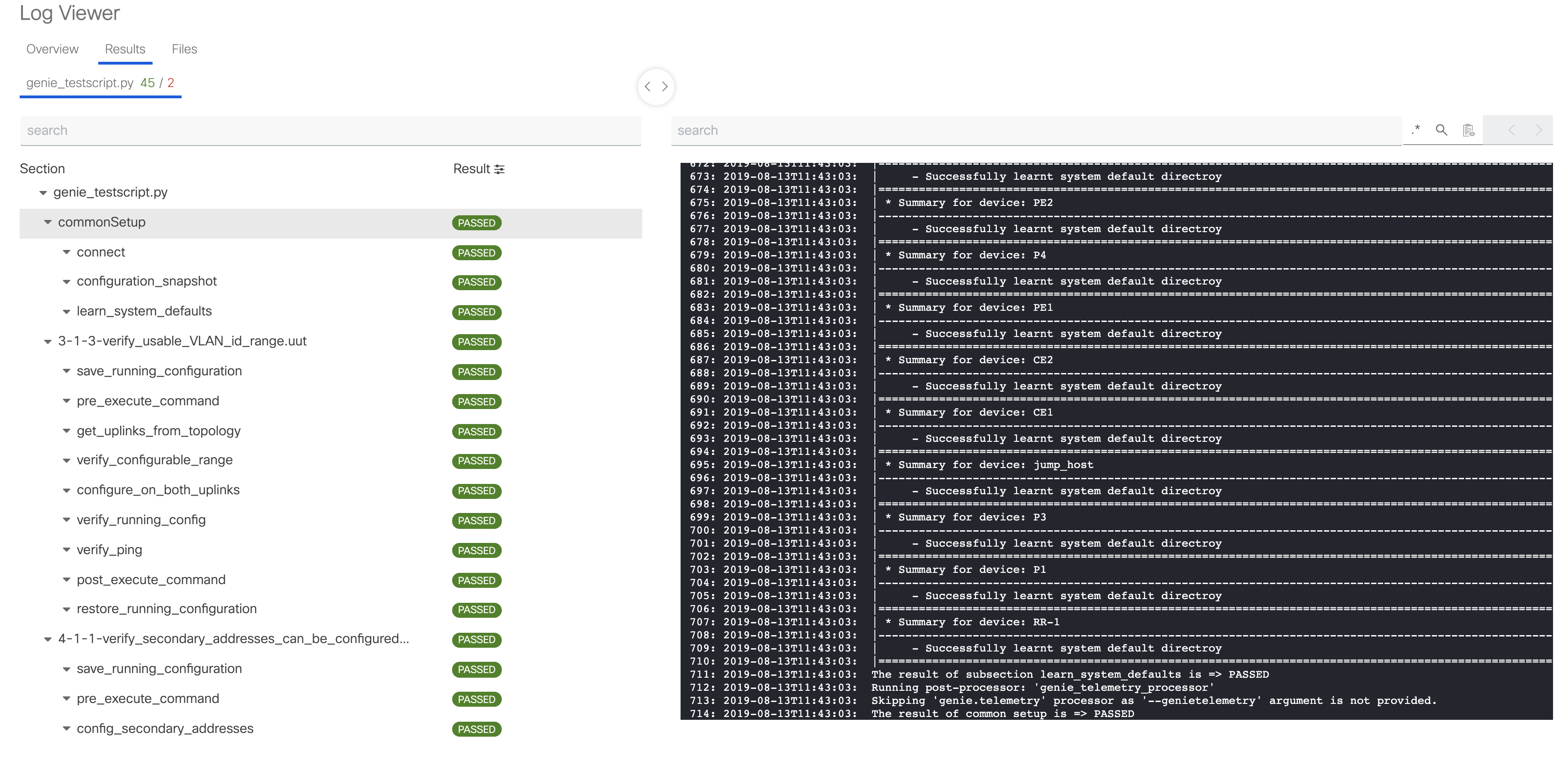 pyats logs — pyATS Documentation